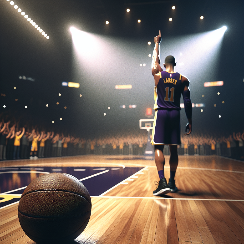 Photo evoking LeBron James’ 23rd NBA season record and Lakers’ 112-105 victory.